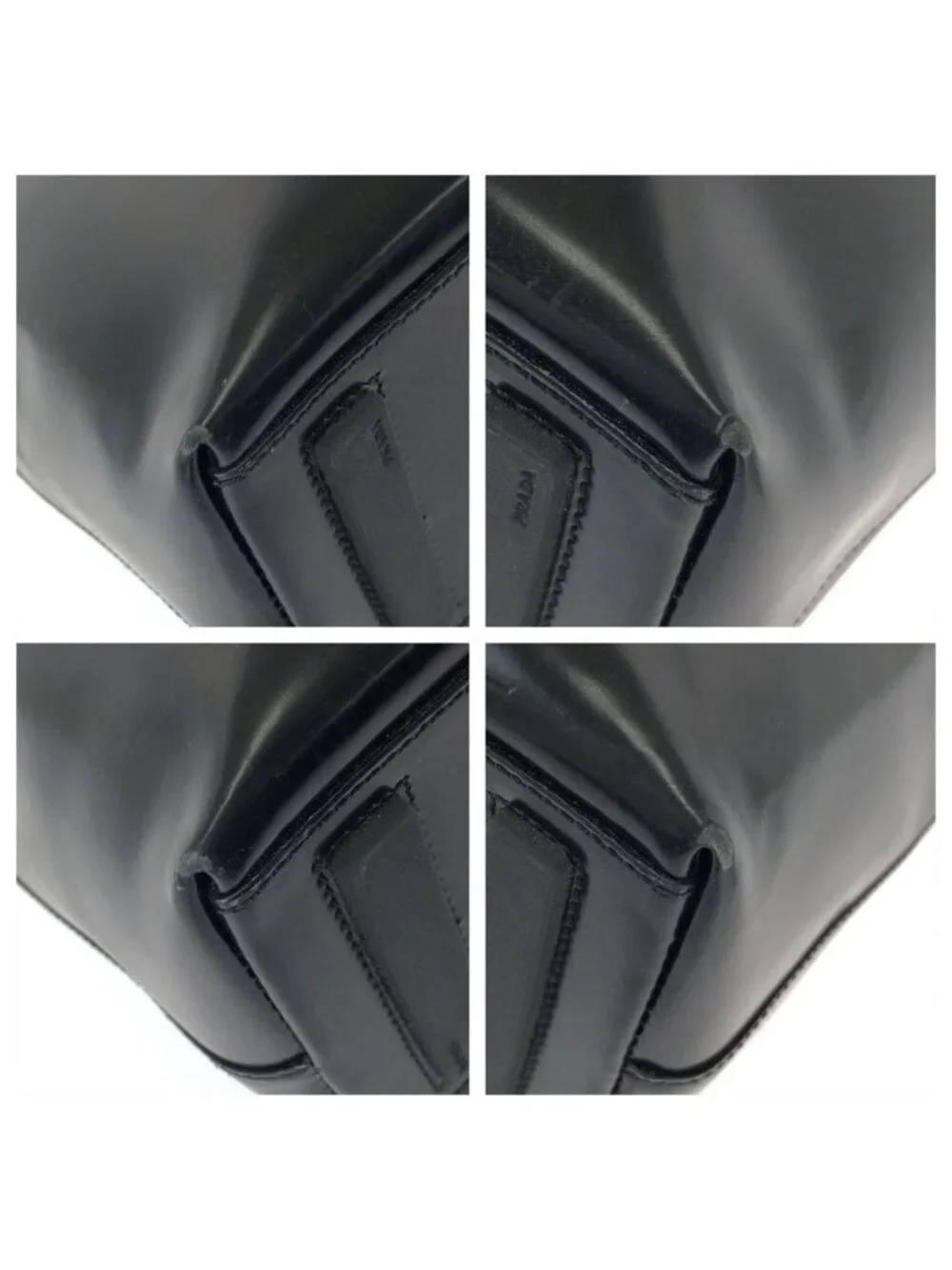 Prada Black Silver Patent Leather Tote Bag